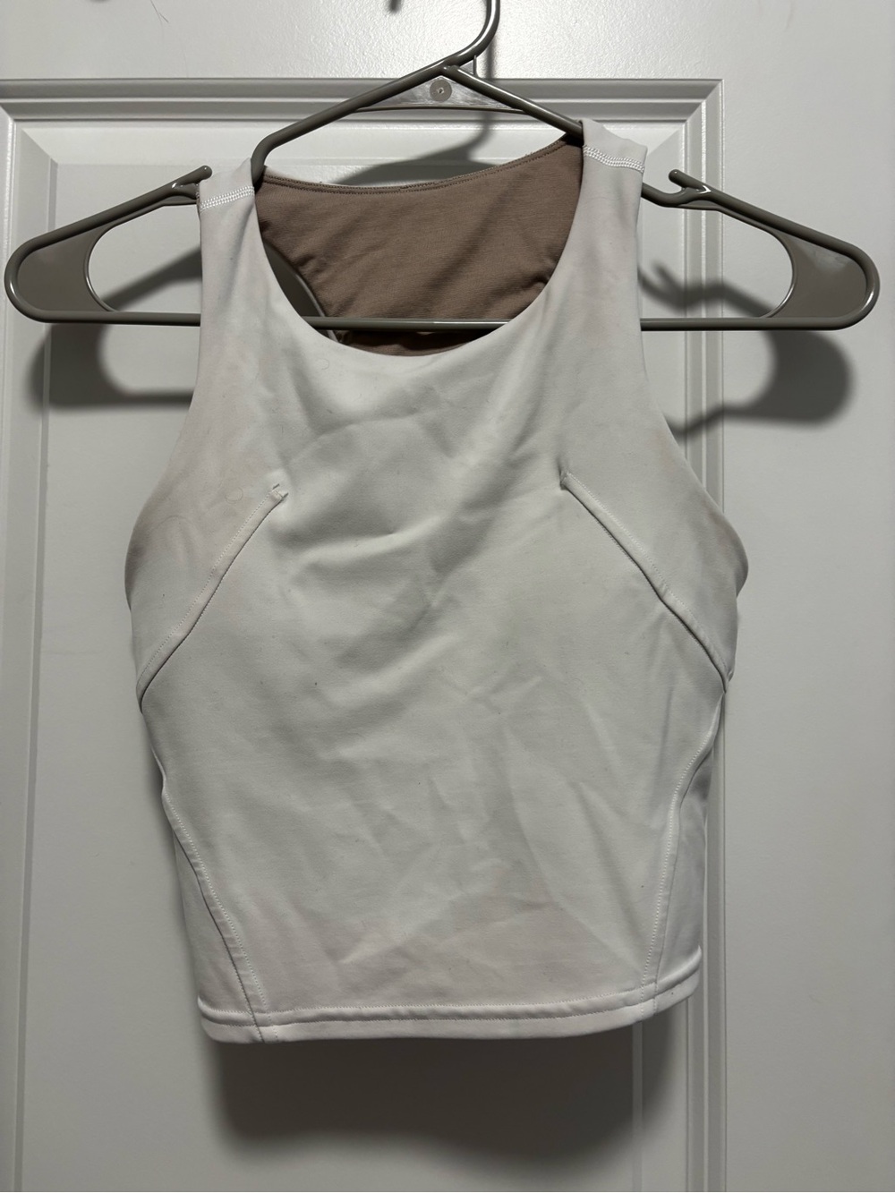 lululemon athletica White and Beige High-Neck Crop Tank